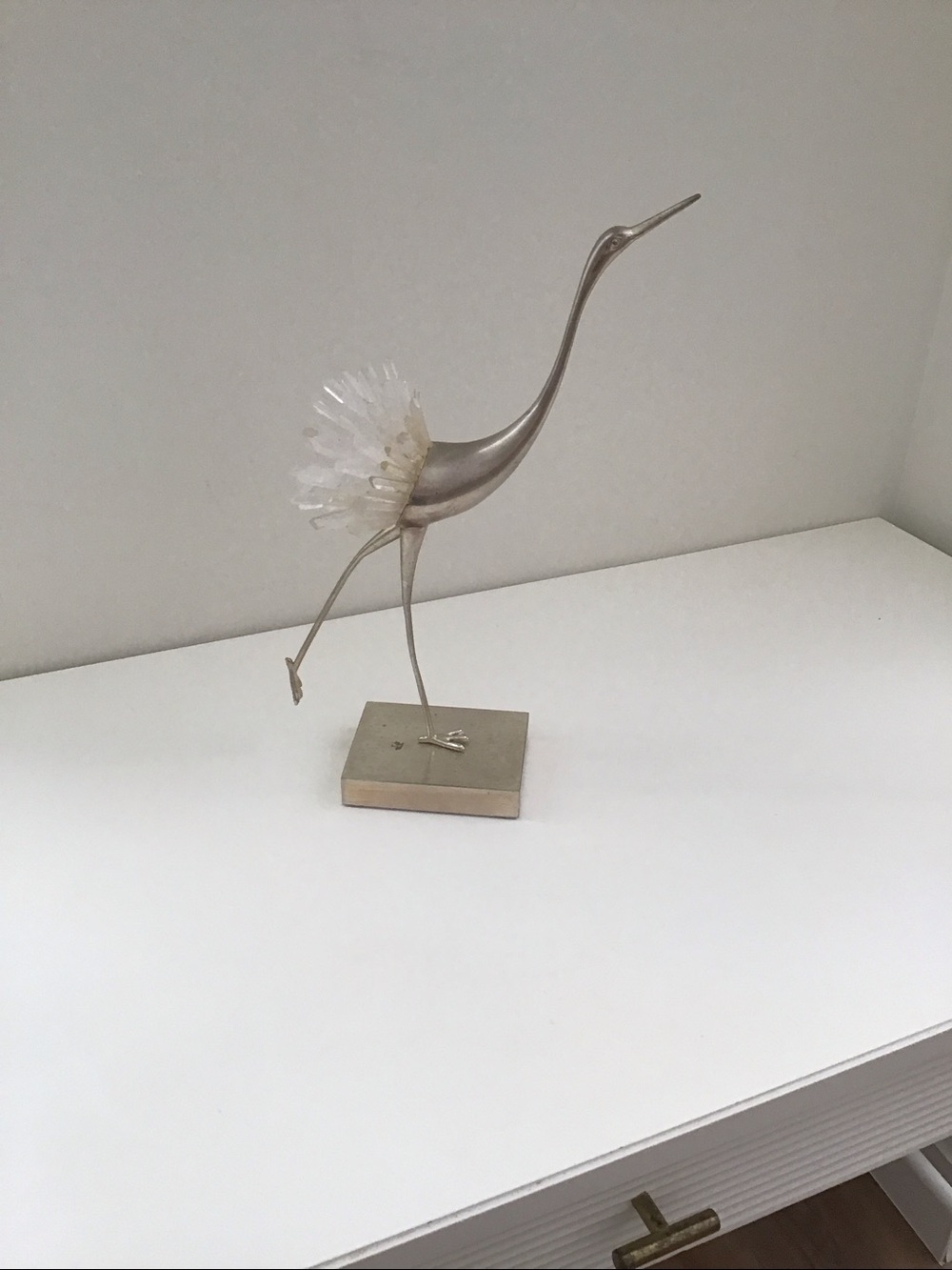 Quartz Egret decorative figurine by John-Richard. Needs TLC